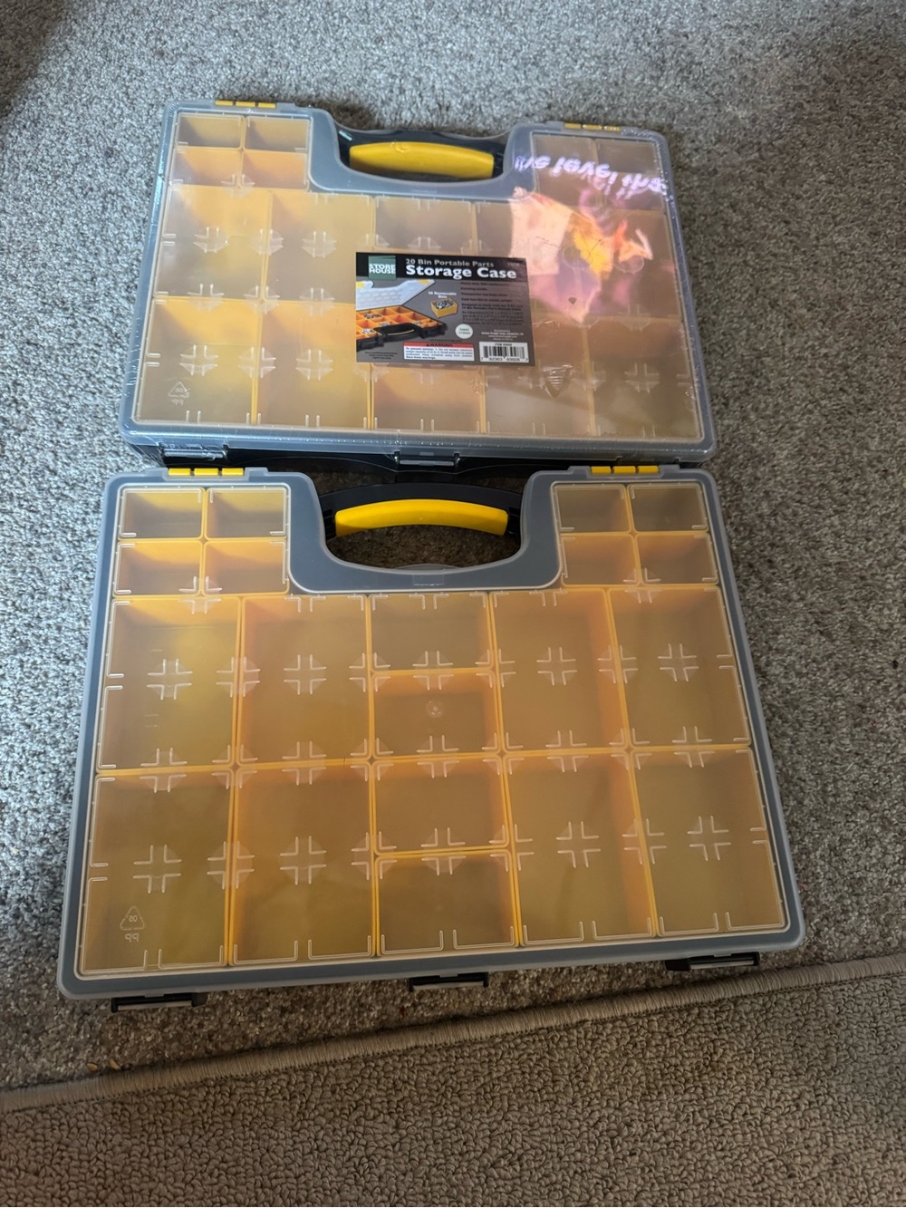 Portable Compartment Storage Case - Yellow/Gray